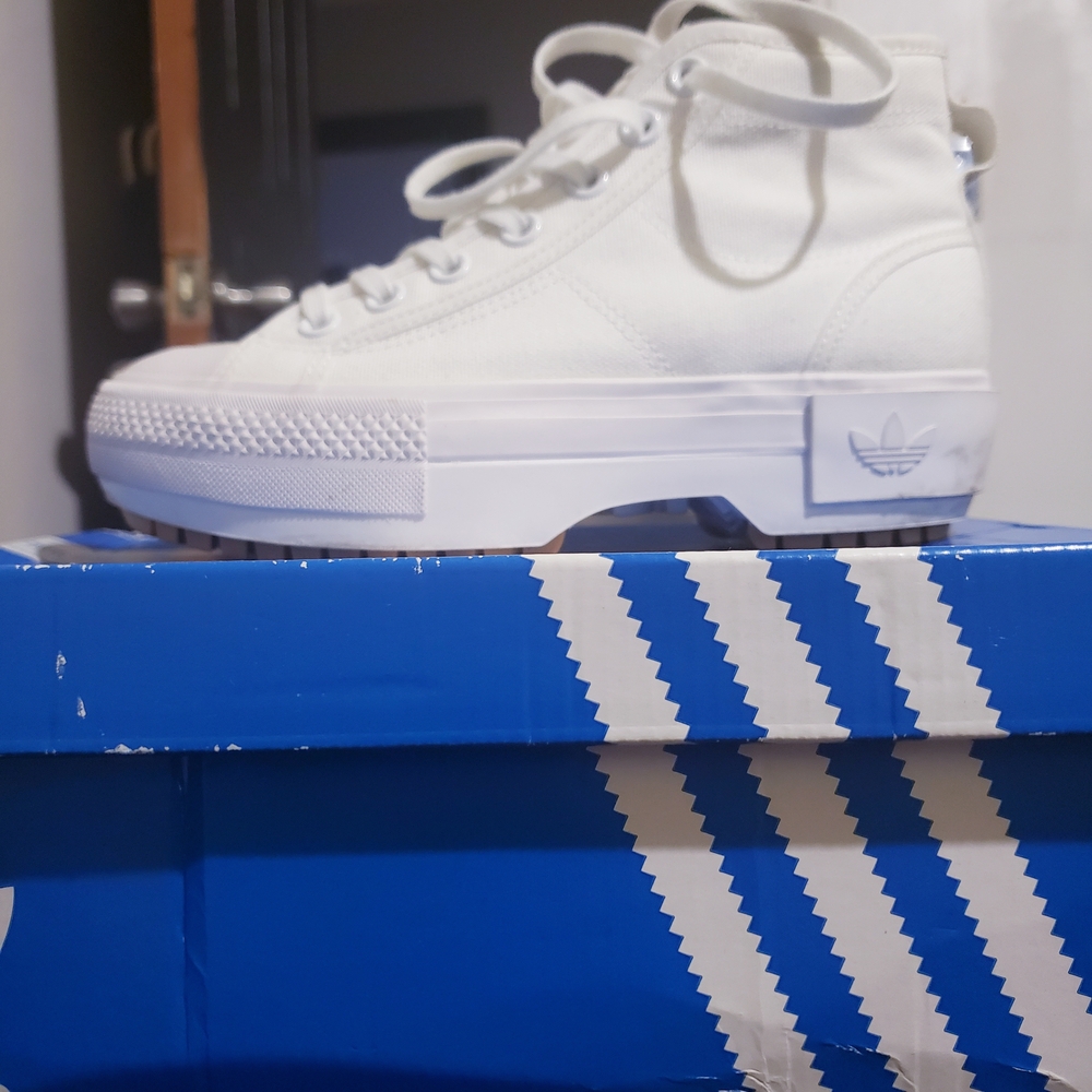 Adidas White Canvas High-Tops